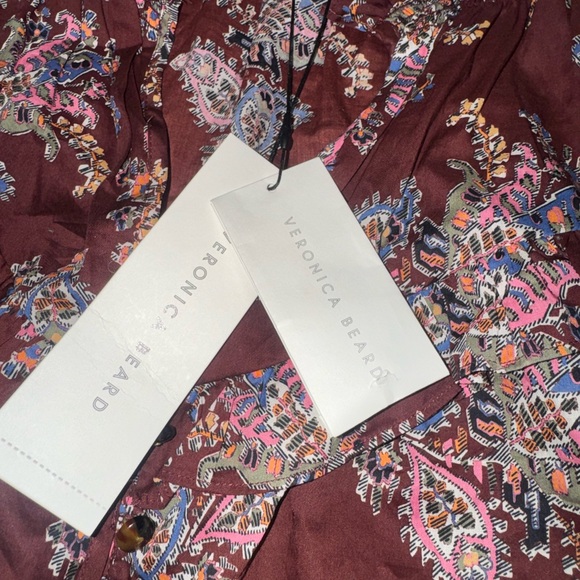 NWT women’s VERONICA BEARD paisley Hopkins Printed Long Sleeve Ruffle Blouse sz6 - Picture 7 of 10